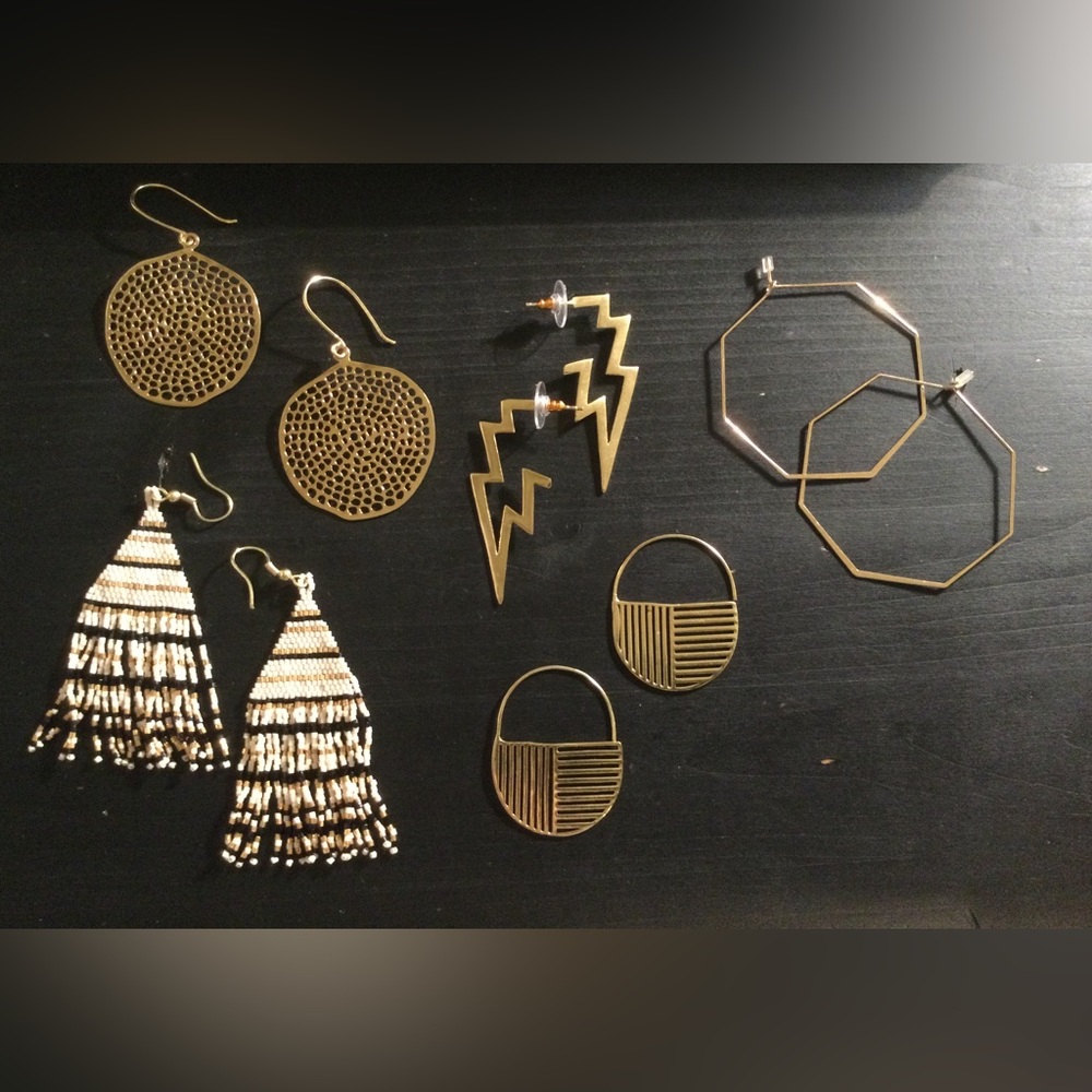 Gold Earrings Lot of 5 pairs